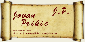 Jovan Prikić vizit kartica
